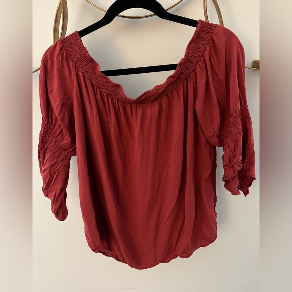 Express Large Burnt Orange Off the Shoulder Top